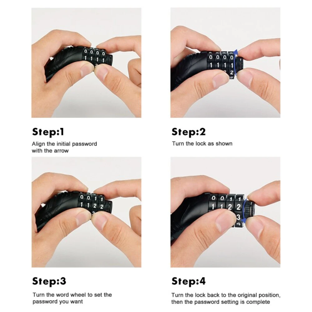 قفل دراجة محمول للدراجة ، دراجة نارية ، سكوتر الأمن ، رمز 4 أرقام