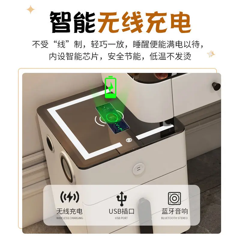 Smart Dressing Table Wireless Charging Nordic Luxury Bedroom Multifunctional Makeup Table with Sound Cloud Mirror