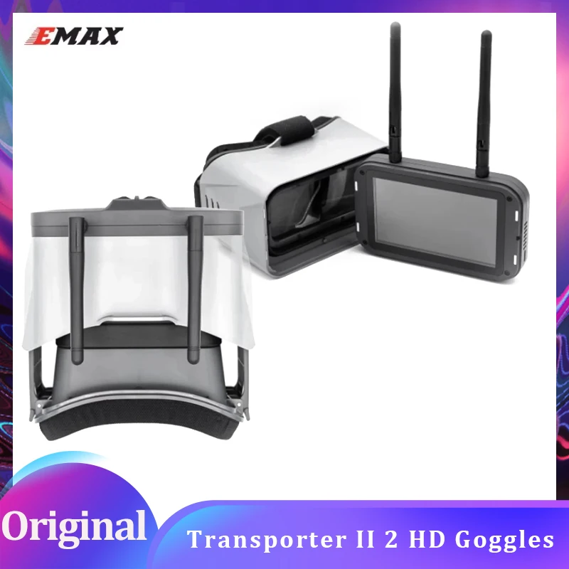 

EMAX Transporter II 2 HD 4.45 Inches Screen FPV Goggles 720×1080 Antenna HDZero Goggle For RC FPV Racing Drone Quadcopter