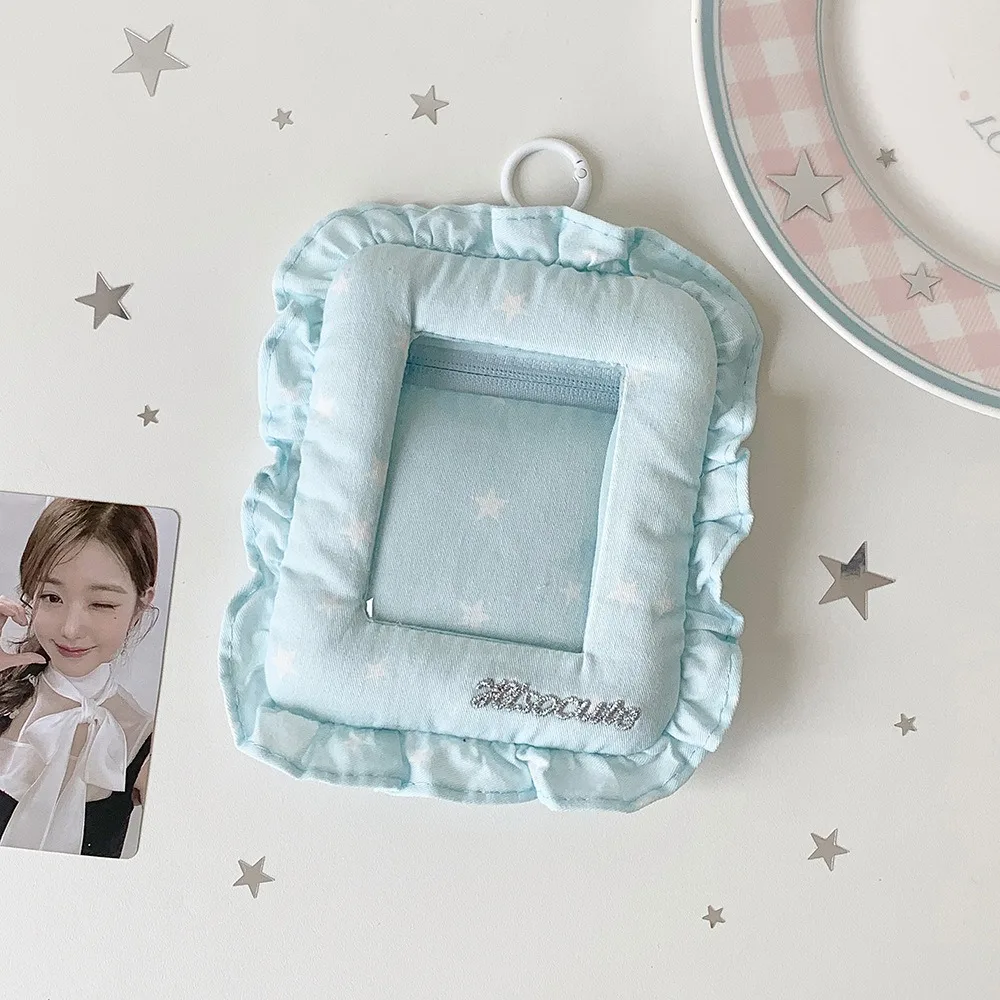 Lace Pillow Photocard Holder 3 Inch with Keychain Card Protective Case Hanging Display Protector Photo Card Frame for Decoration