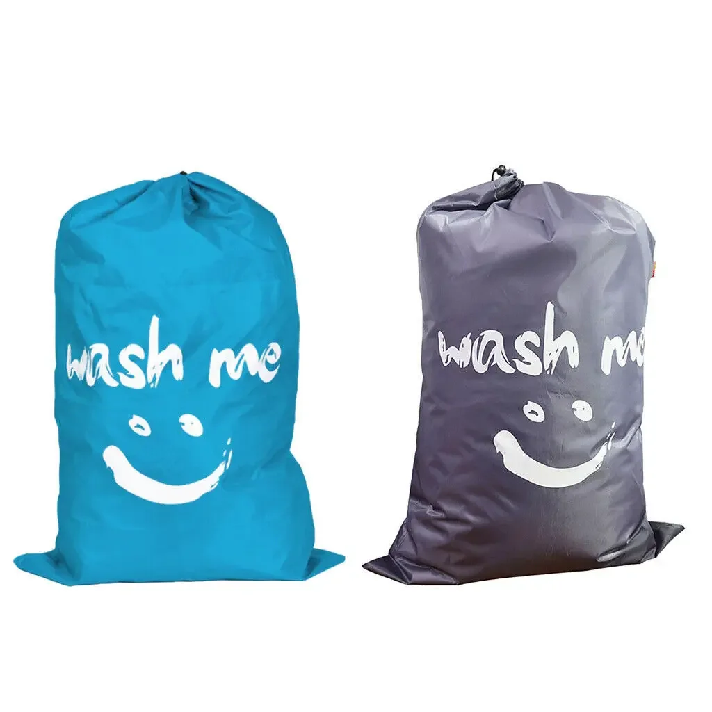 Smile Shape Nylon Laundry Bag Wash Me Travel Storage Pouch Machine Washable Dirty Clothes Organizer Wash Drawstring Bag