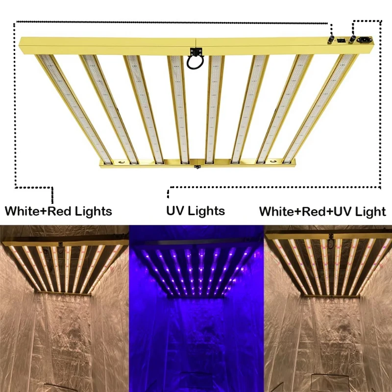800w UV/IR LED Grow Light Full Spectrum 2 Channels Dimming Veg Flower Grow Light LED 8Bars for Greenhouse Fast Delivery