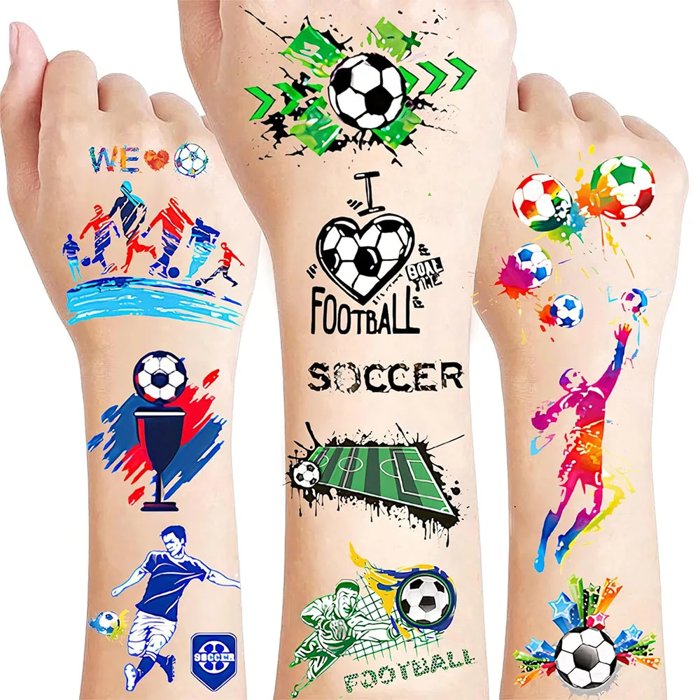 Soccer Tattoos Stickers Football Sports Temporary Tattoos Soccer Party Favors for Kids Soccer Themed Birthday Party Decorations