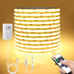 10M 24V COB LED Strip Light Dimmable RF Remote Control 320LEDs/M Tape DIY TV Mirror Backlight Kitchen Room Decoration Lighting