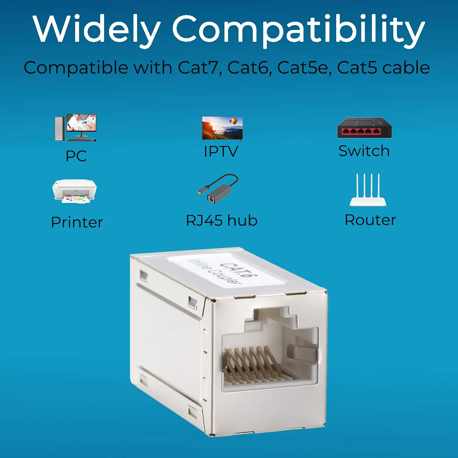 ZoeRax Abgeschirmter RJ45-Koppler, Inline-Ethernet-Koppler, Buchse-zu-Buchse Ethernet-Verlängerungsadapter für Cat7 Cat6/Cat5e Ethernet-Kabel – Detail 5