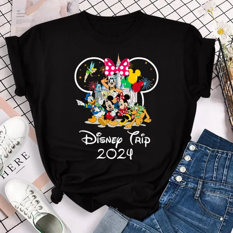 2024 Disney Trip Printed Women's T-shirt Micky Mouse Disneyland Summer Vacation Top Women Female Clothing