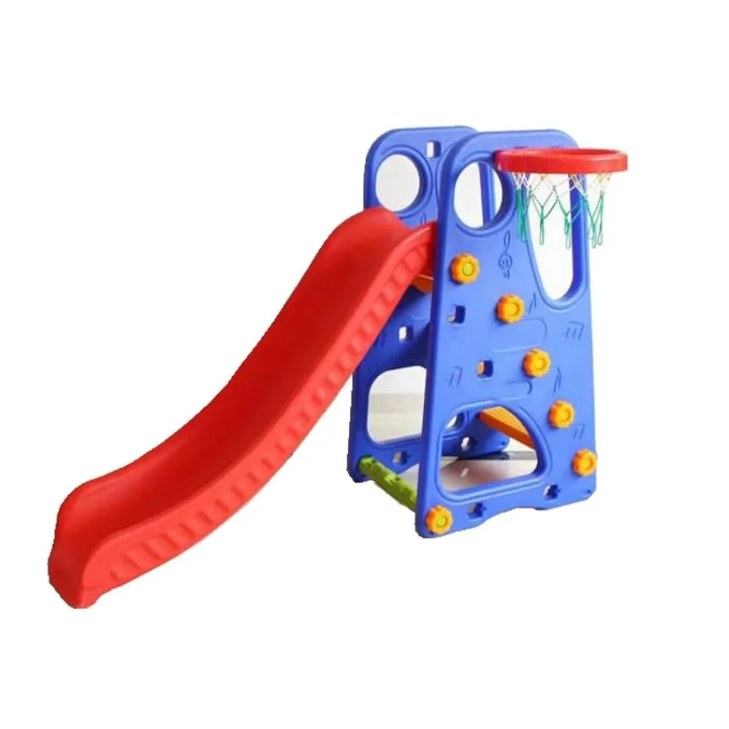 

Children Indoor Plastic Small Elephant Slide with Basketball Stand Toys