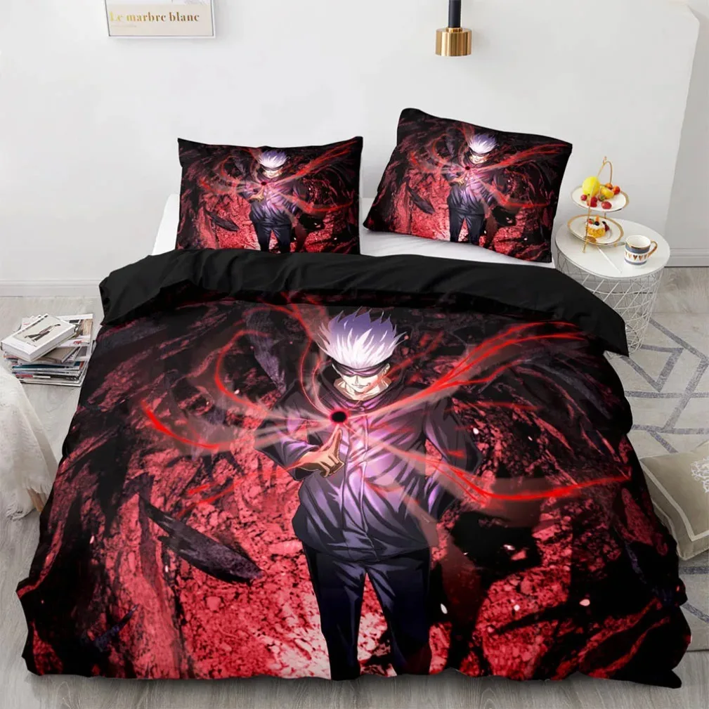 Jujutsu Kaisen Bedding Set for Teenagers Boys Adults,Satoru Gojo Bedding Set,Anime Famous Duvet Cover Sets Twin Queen King