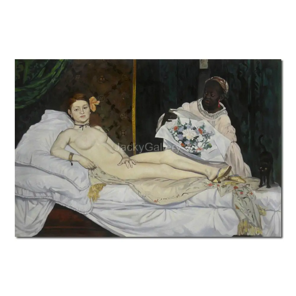 Extra Large Oil Painting Edouard Manet Olympia Handmade Canvas Masterpiece Figure for Bright Spaces Bathroom Wall Decor