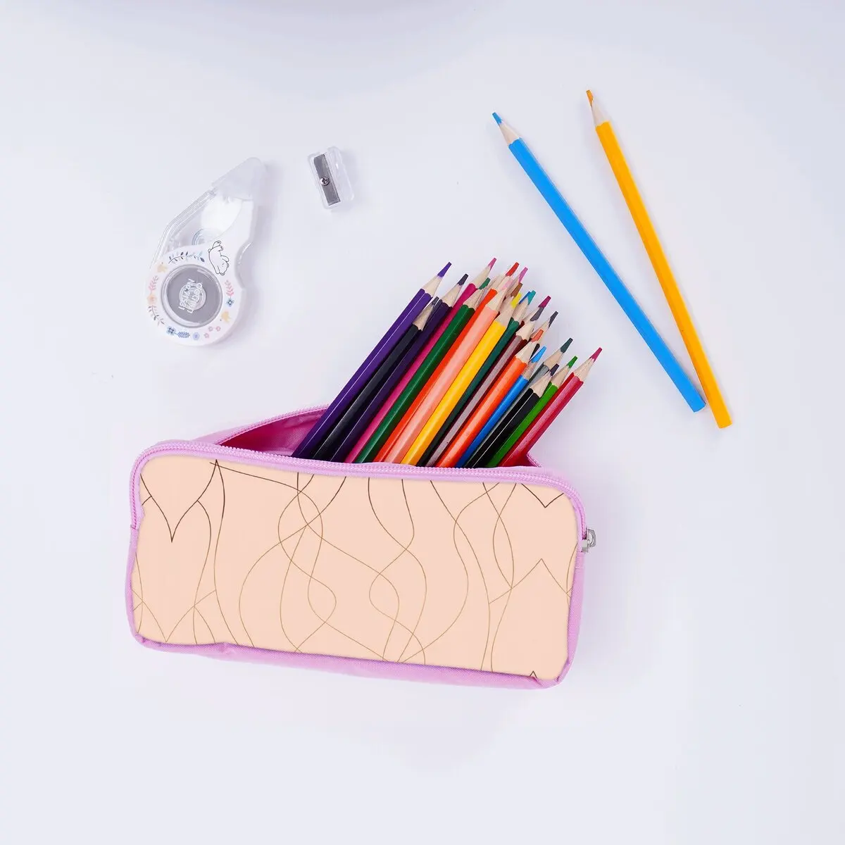 Juego de bolsas con ruedas con estampado de líneas doradas y rosas, con fiambrera, bolsa para bolígrafos con ruedas, mochila escolar con carrito para niñas y niños