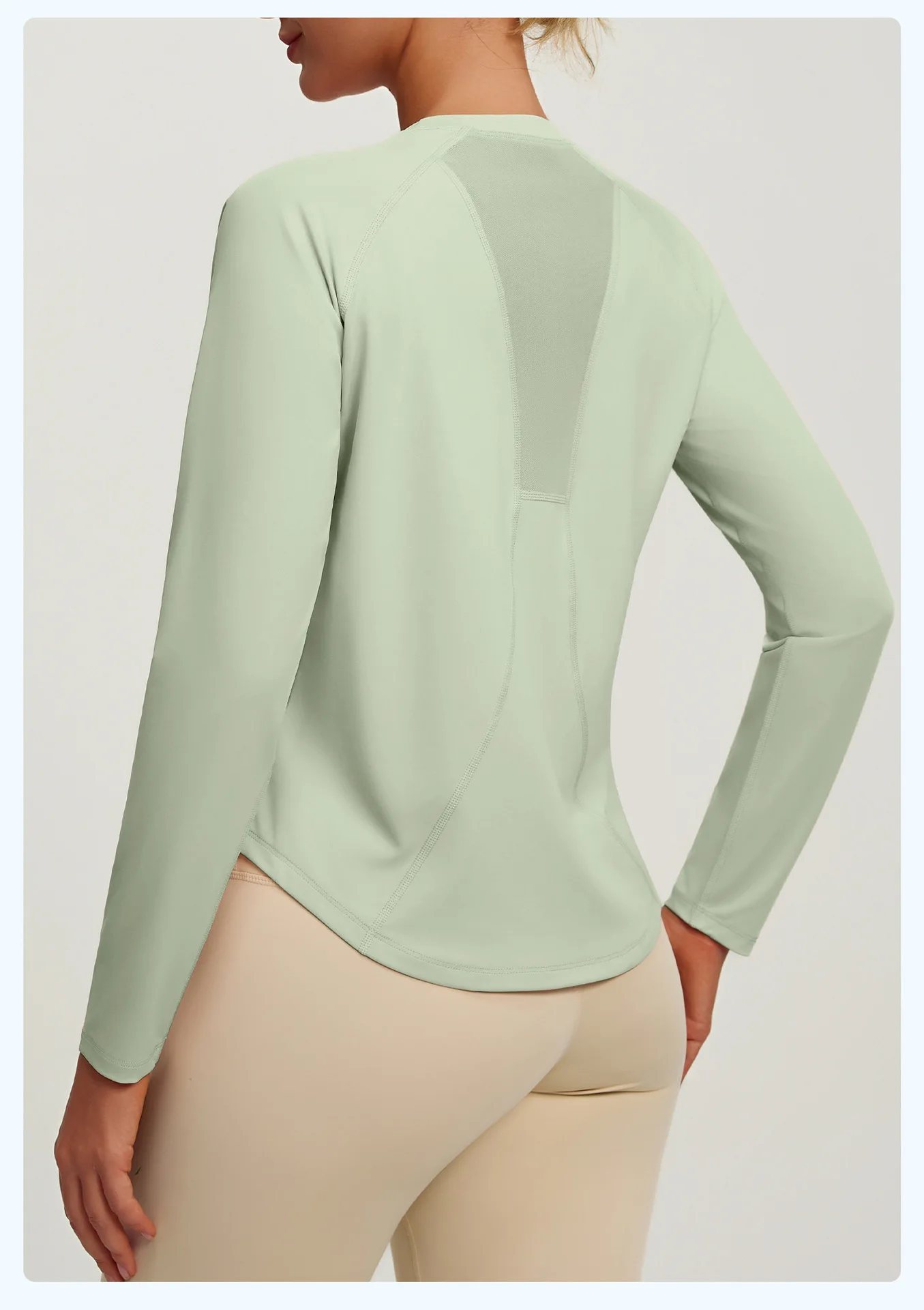 2026 Frühling Sommer Neue Damen Yoga-Top Locker Sitzendes Atmungsaktives Sport-Langarmshirt Einfarbiges Basic-Oberteil Reitbekleidung – Detail 23