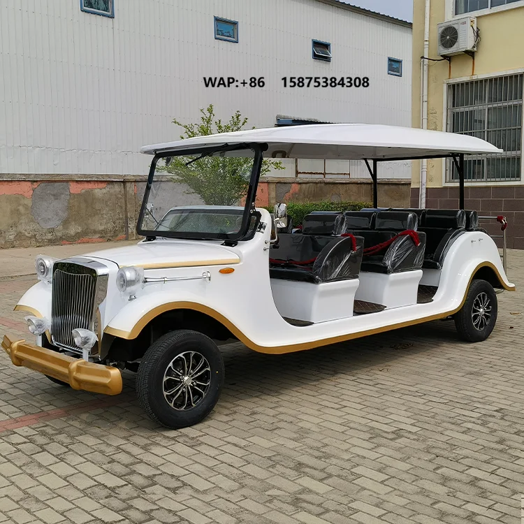 9-11 seats compact electric retro sightseeing vehicle, 4000W motor, speed 30 km/h, lightweight and easy to operate, retro style,