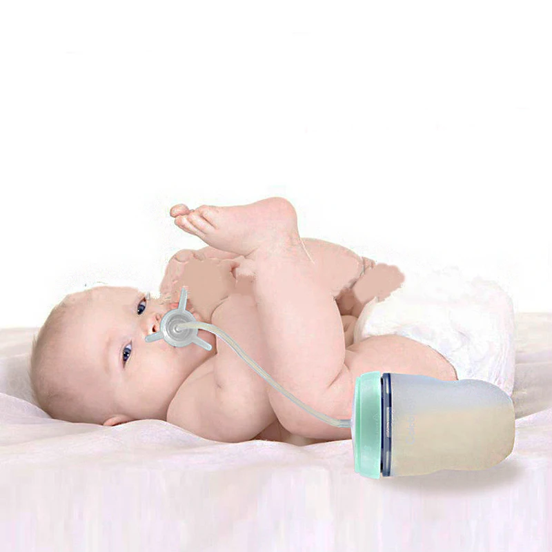 250ml Silicone Baby milk Bottle Children Training Baby Drinking Water Straw Feeding Bottle Hands-free bottle