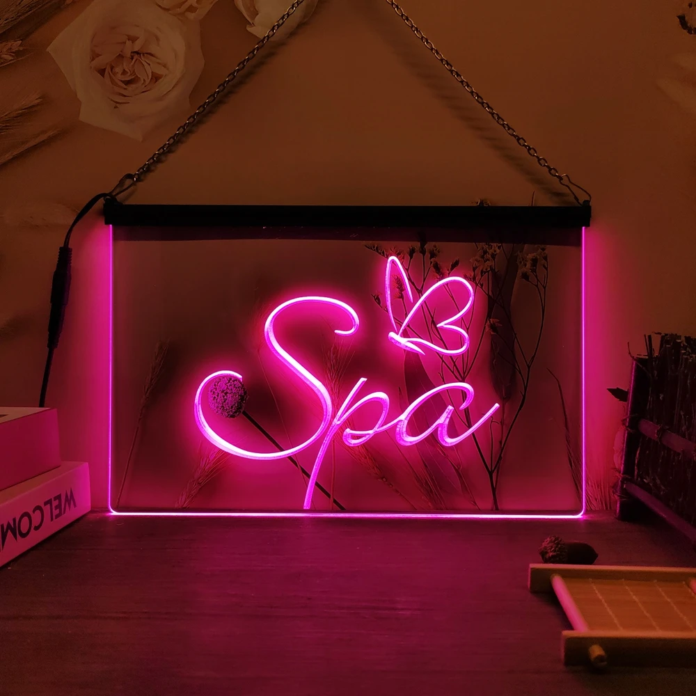 OPEN SPA Schönheitssalon 3D-Gravur LED-Neonschild Heimdekoration Wand Hochzeit Kreatives Schlafzimmer Schreibtisch