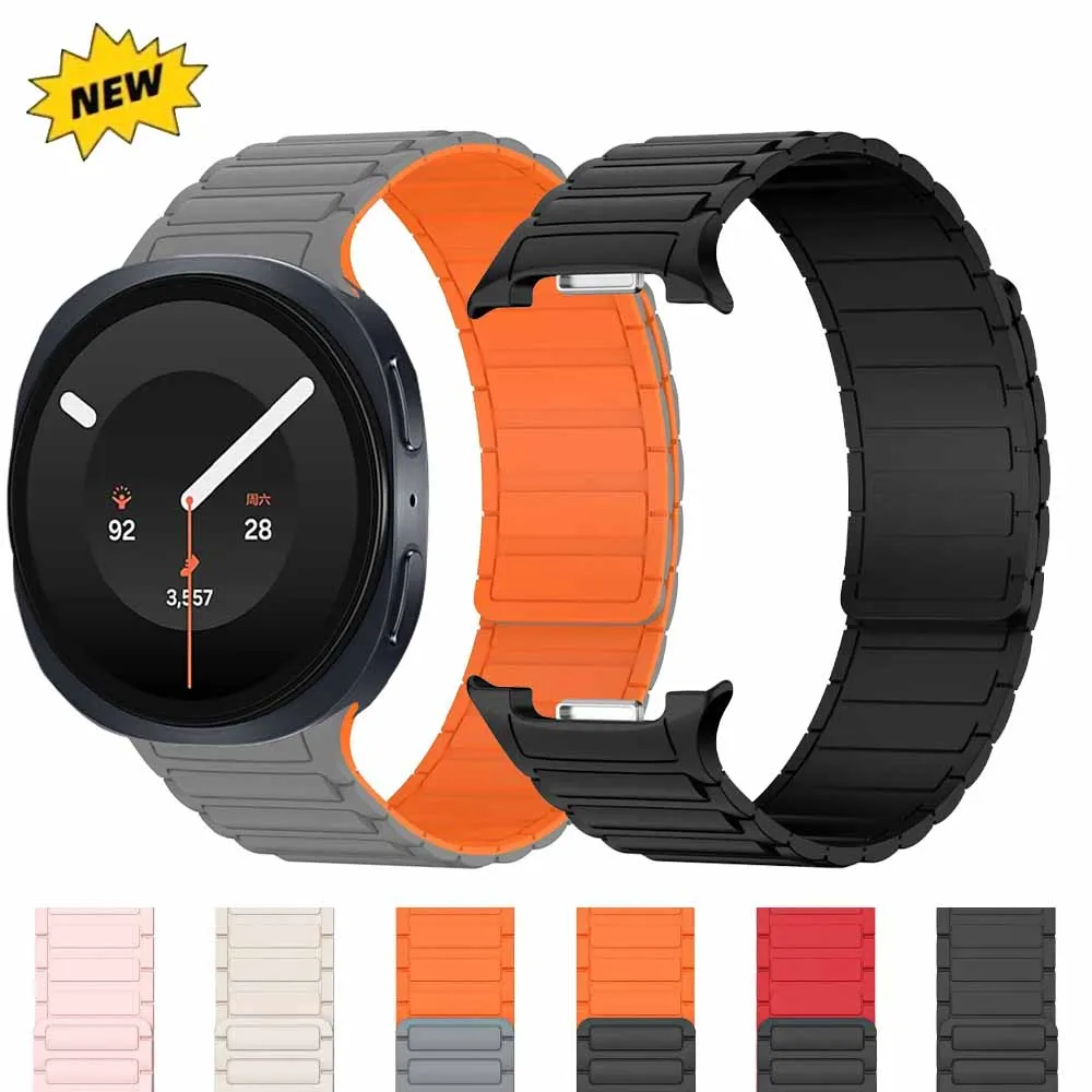 Magnetic Silicone Strap for Samsung Galaxy Watch 9/8 44/40mm Breathable Bracelet Wristband for Galaxy Watch 8 Classic 46mm Belt