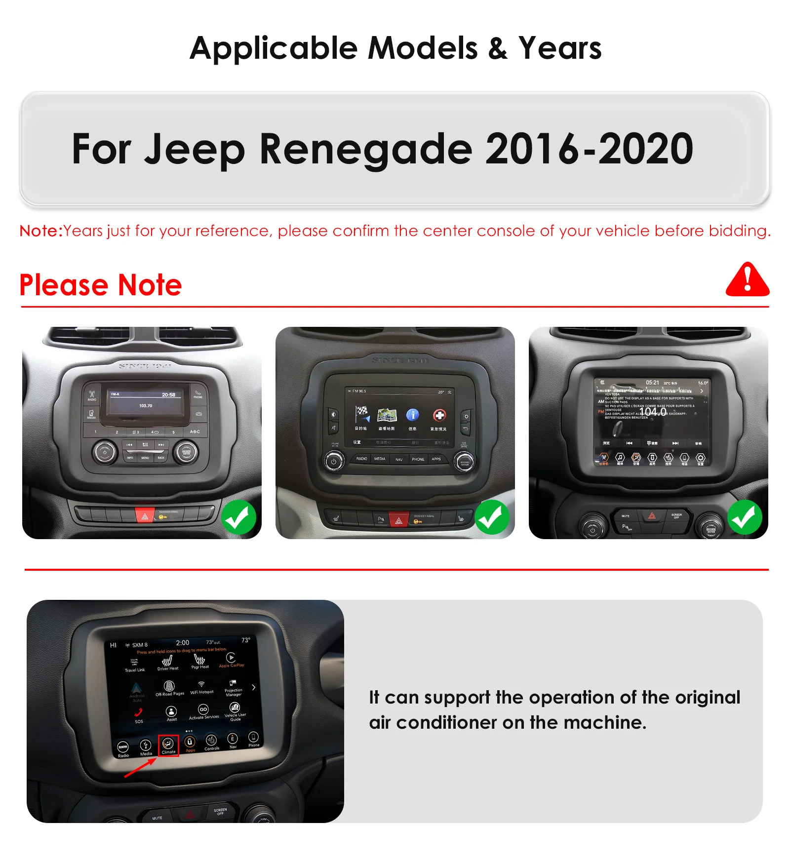 8Core bySnapdragon 6115 byQualcomm Car radio For Jeep Renegade 2016-2020 Wireless Carplay Android Auto multimedia GPS 360 Camera