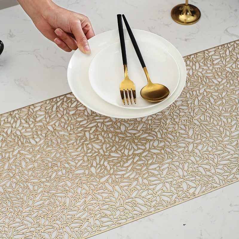 Camino de mesa ahuecado creativo de PVC, decoración de mesa de comedor con bandera de semillas de melón, tapete de comida, aislamiento antiquemaduras, 1,5 m