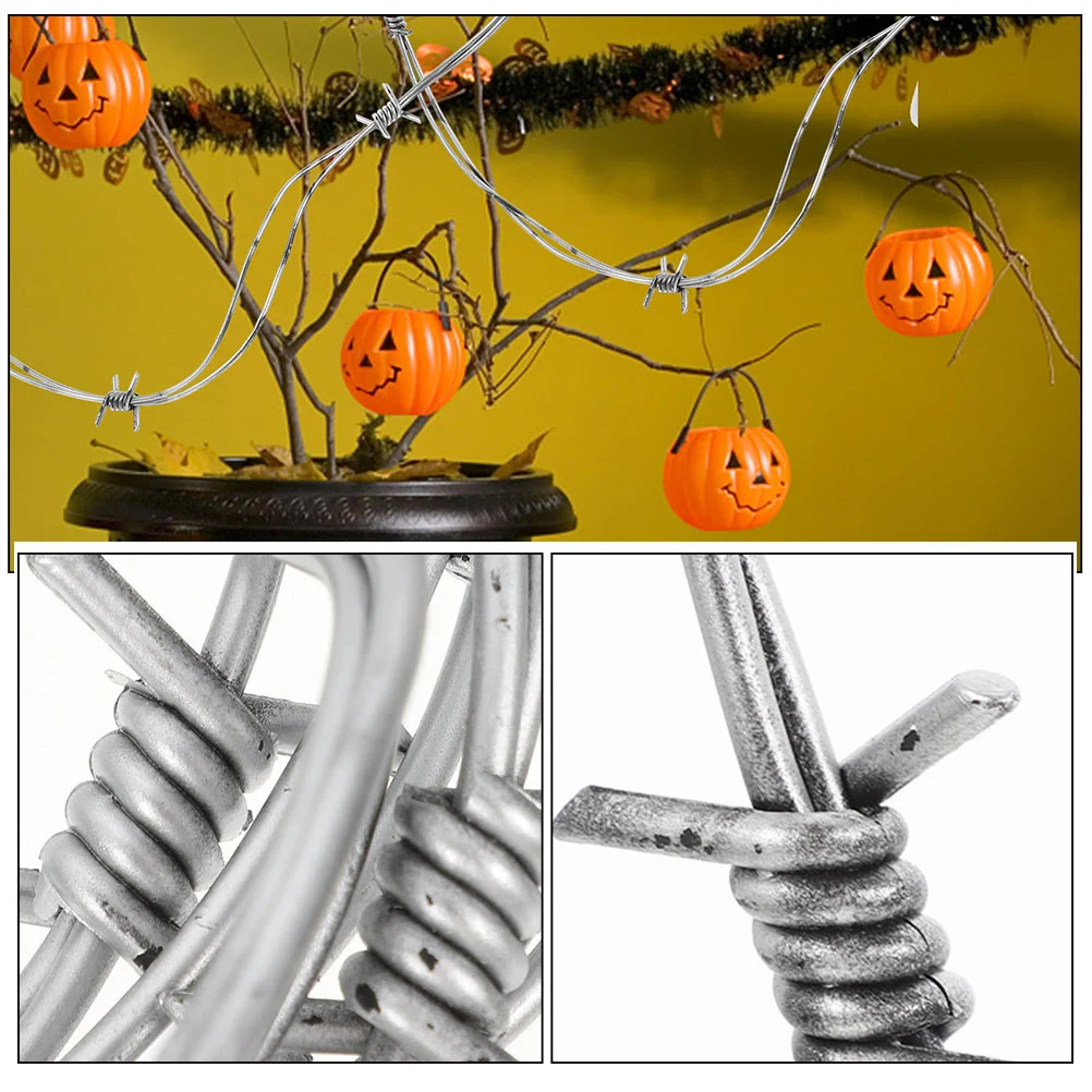 4 Pcs Simulation Wire Chain Artificial Plant Wall Halloween Barbed Wires Ornament