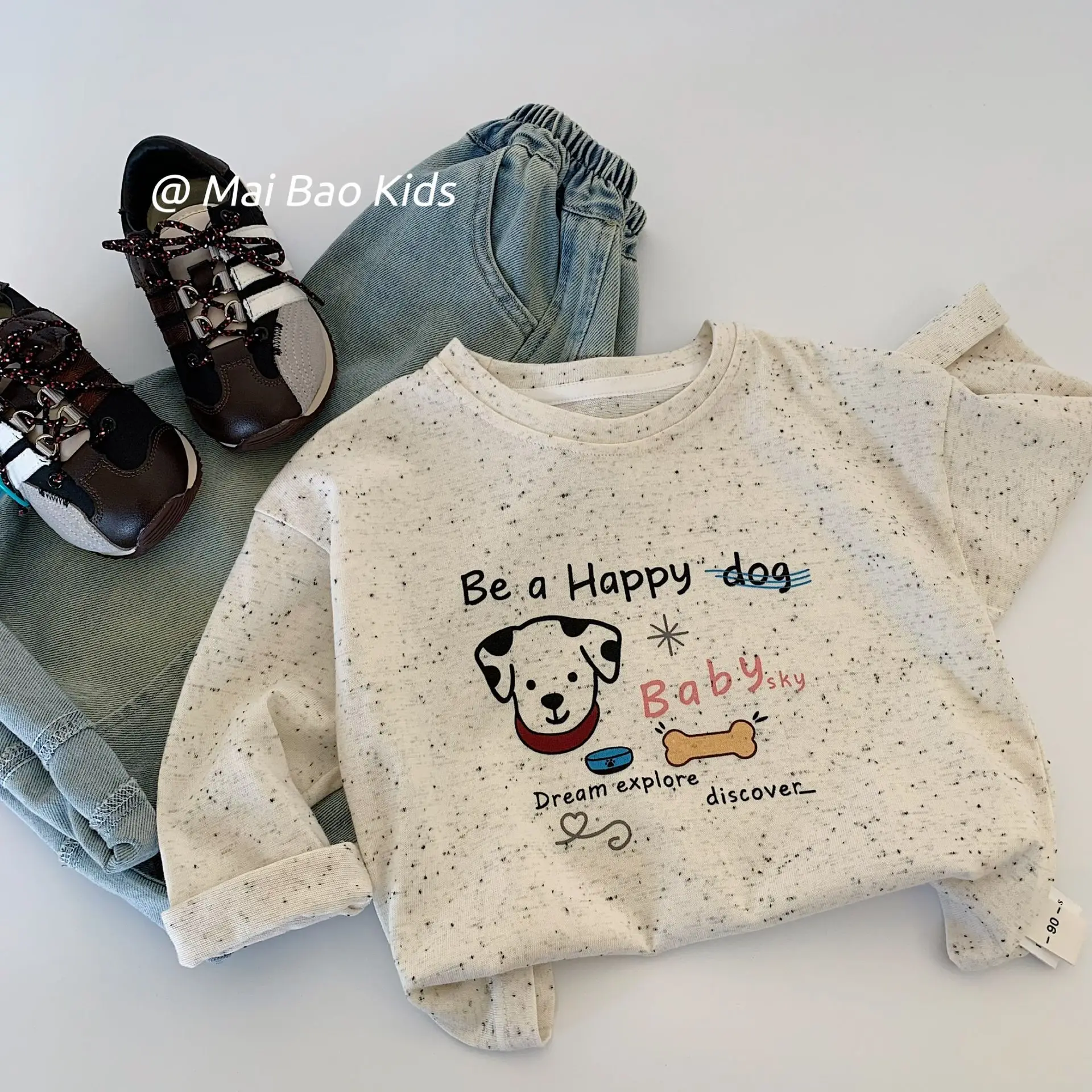 

Children Clothes Kids Casual T-shirt 2025 Spring New Cute Boys and Girls Baby Long-sleeved Pullover Top Kids Sweet Casual Top