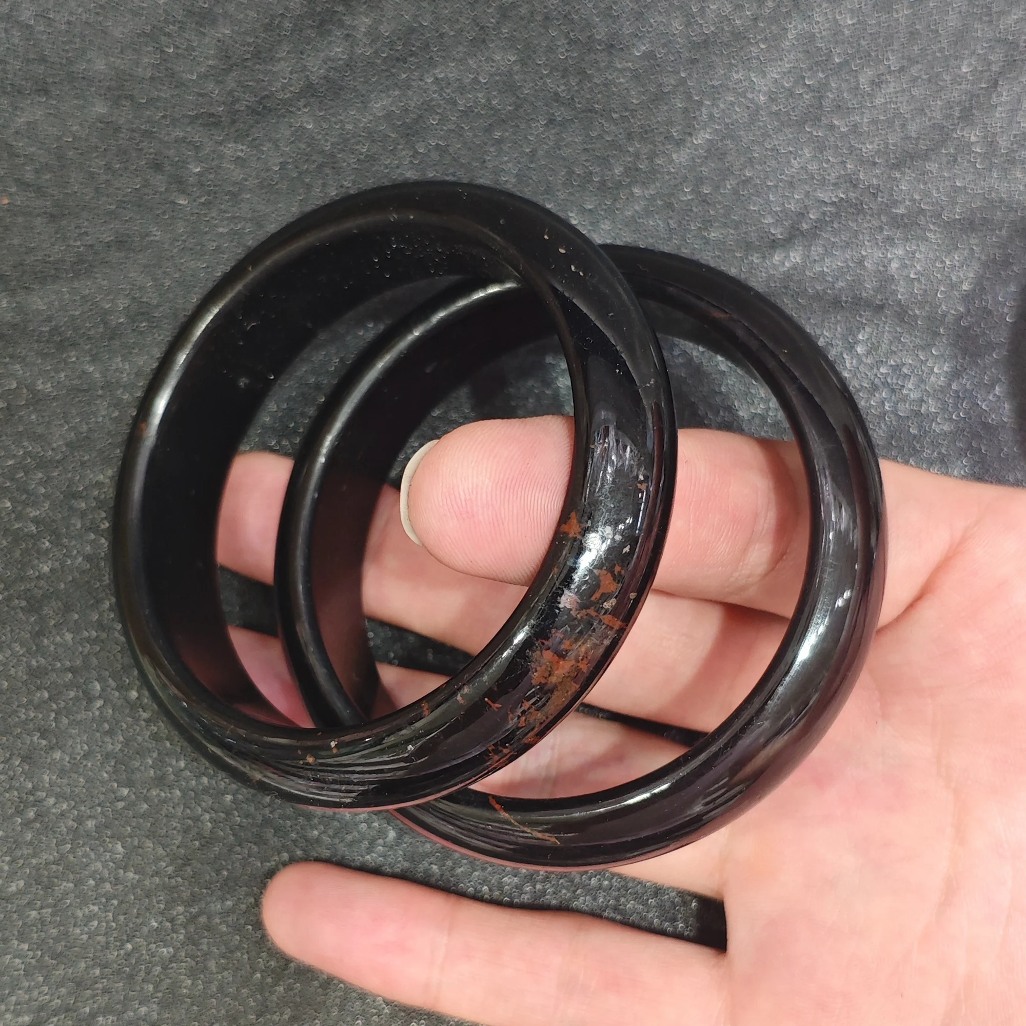 Natural Black Tourmaline Bangle Bracelet Gemstone Smooth Bangle Schorl Crystal Jewelry Present Accessories Supply 1 Piece