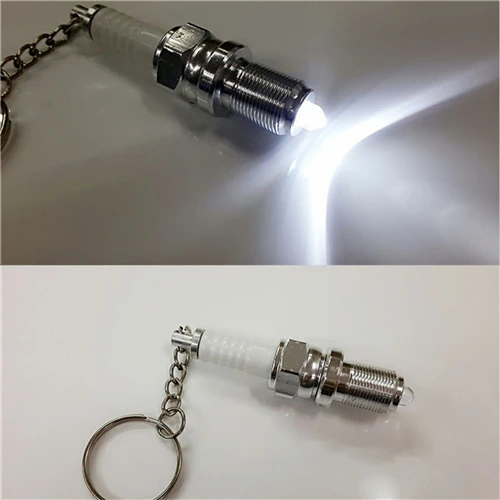 1Pcs New Arrival Casual LED Auto Key Chain Spark Plug Auto Key Chain Keychain Car Parts Keyring Approx.60mm/2.37