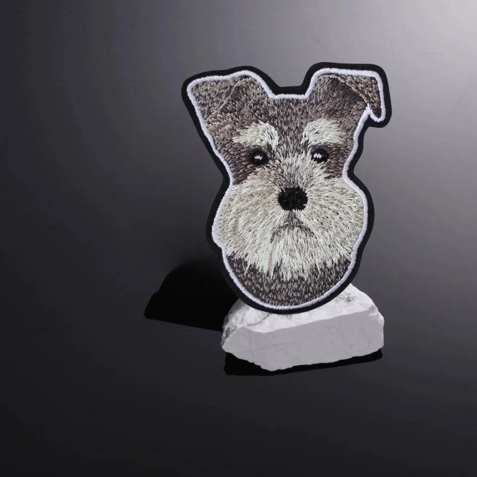 Cute Schnauzer Dog Embroidery Hook&Loop Tactical Patches Military Fun Dachshund Corgi Morale Badge Armband for Backpack Sticker