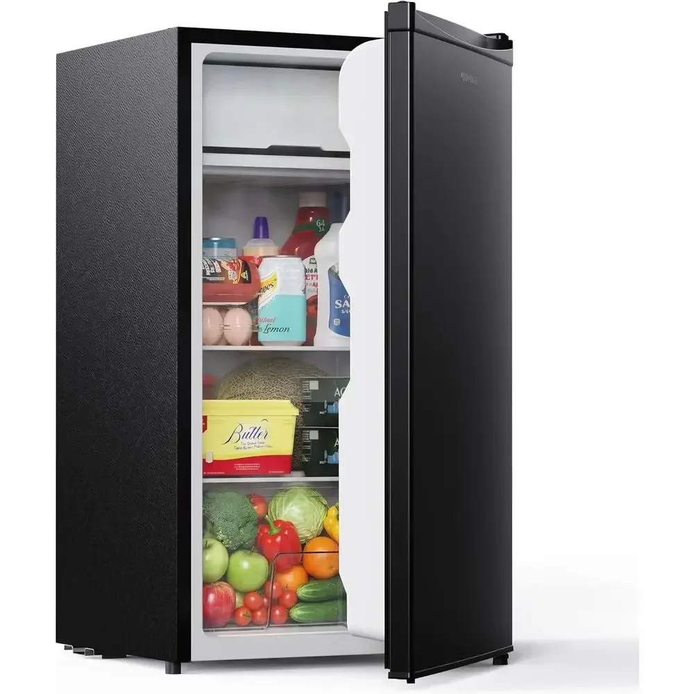 Efficient Compact Refrigerator with Adjustable Temperature for Dorms and Offices, Black