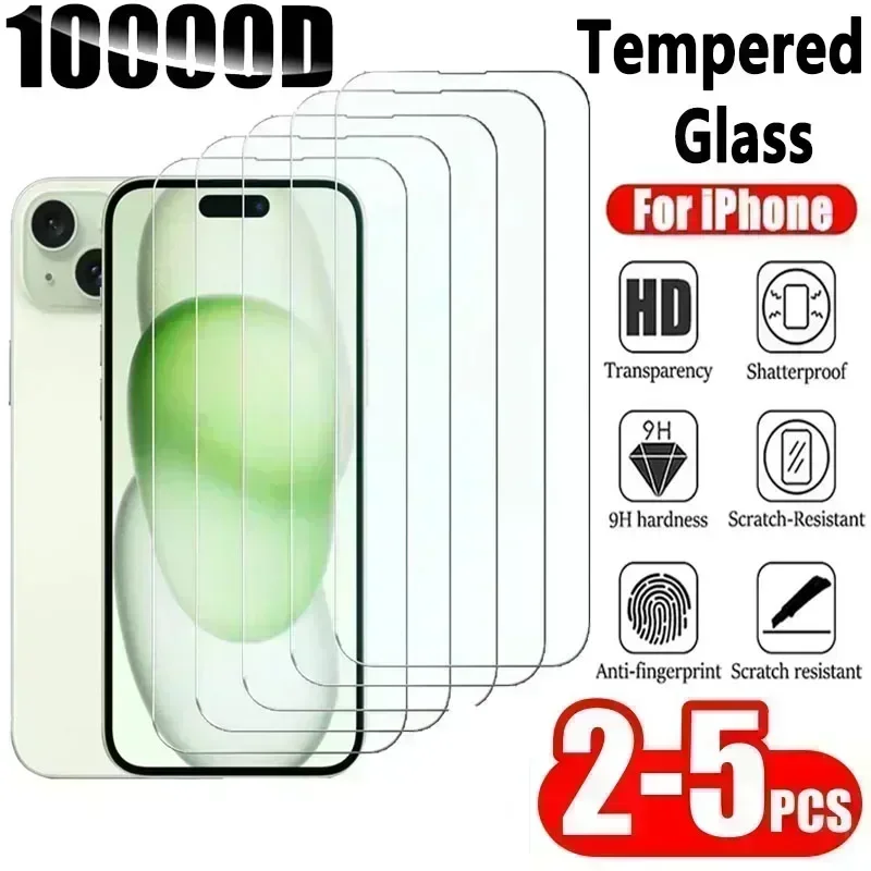 2-5Pcs Tempered Glass for IPhone 15 14 13 12 11 Pro Max Screen Protector for IPhone 12Mini 13Mini 7 8 14 Plus SE X XS XR Glass