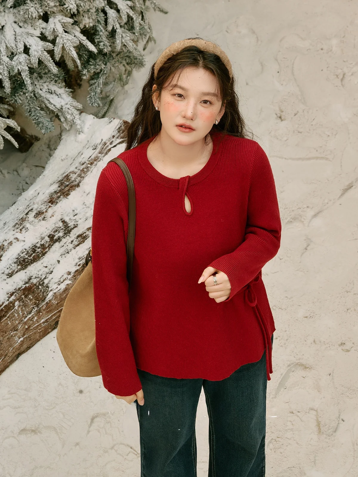 

Регулируемый ремень, женский круглый свитер большого размера, новинка зимы, воротник-капля, длина о плеч, све, повседневный Sle