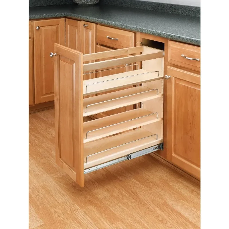 Pull Out Kitchen Cabinet Storage Organizer Slide Out Pantry Spice Rack with Adjustable Shelves for Cabinet Opening,