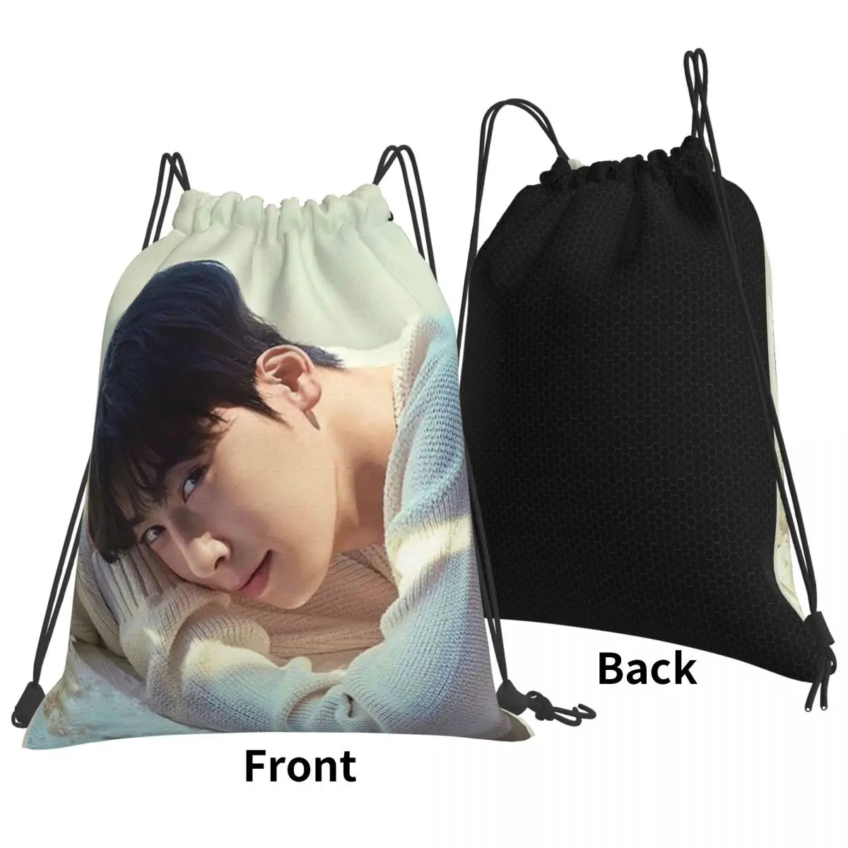 Cha EunWoo Kpop Astro Backpacks Multi-function Drawstring Bundle Pocket Sports Bag Book Bags for Man Woman School