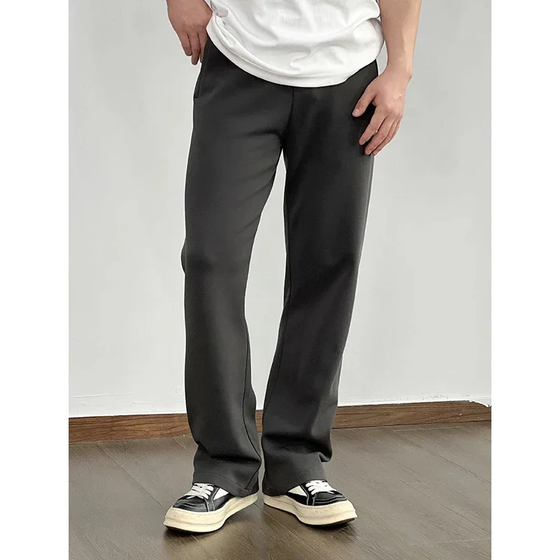 

Seamless Splicing Process Black Loose Knitted Straight Male Sweatpants Male Casual Pants