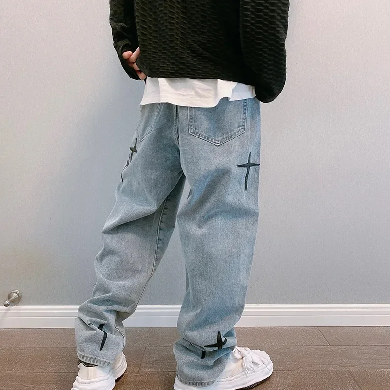 Prowow Straight tube loose fitting spring and autumn Korean version trendy casual men\'s Hong Kong style wide leg pants