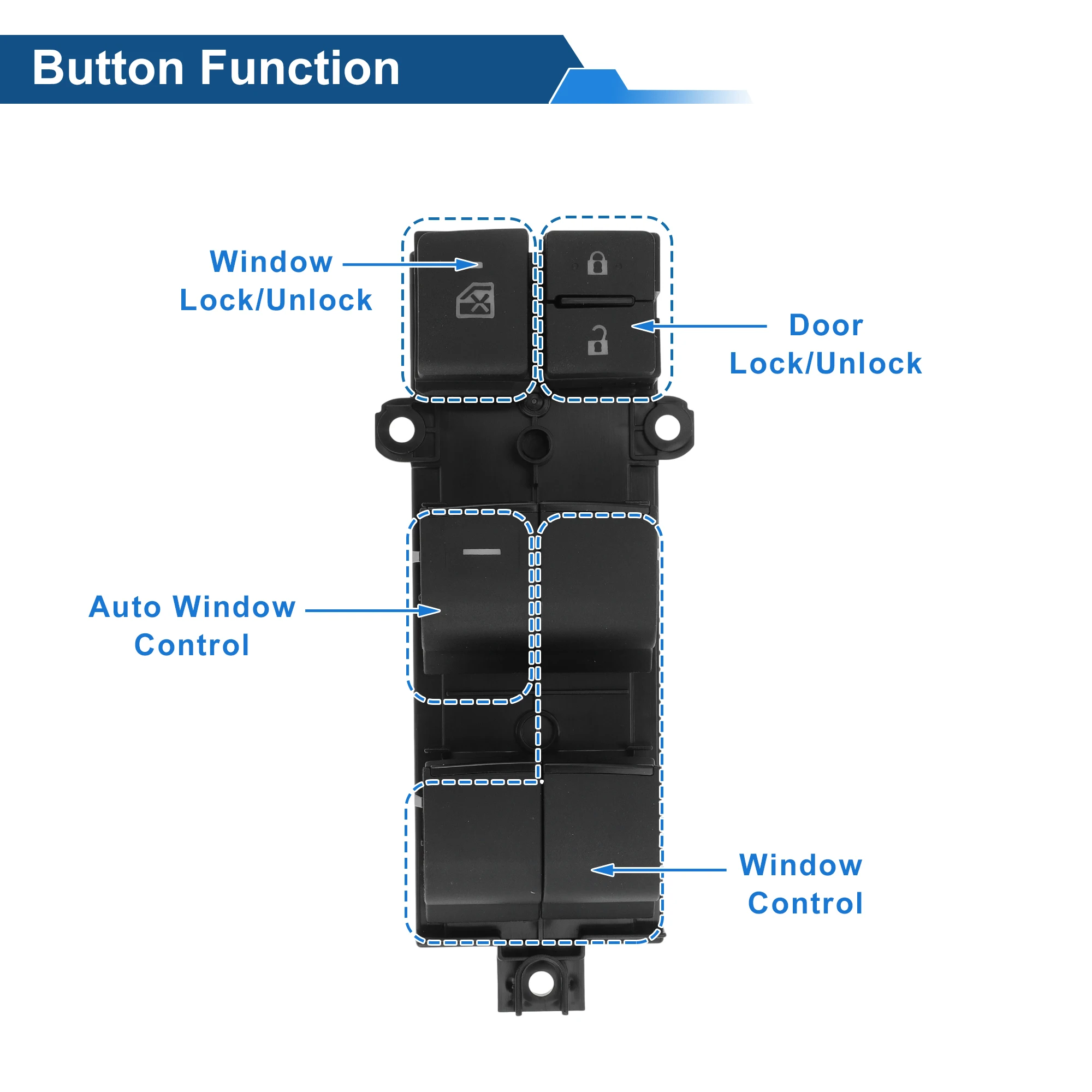 

UXCELL передний левый переключатель стеклоподъемника со стороны водителя для Toyota C-HR 2021 2022, переключатель управления окном No 8404010040, черный