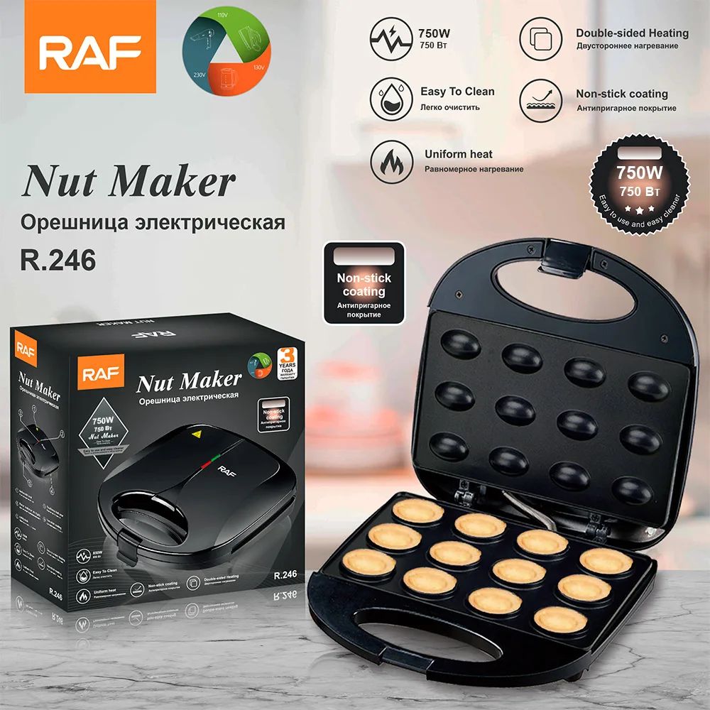 thumbnail image 2 of Walnut Cookie Maker Machine - 12 Non-Stick Electric Cookie Baker For Traditional Oreshki Cookies 2 of 4