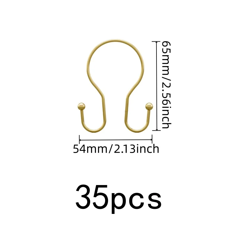 35 pcs Gold Double Ear Shower Curtain Rings, Smooth Sliding Design, Easy to Hang Curtains, for Shower Rods