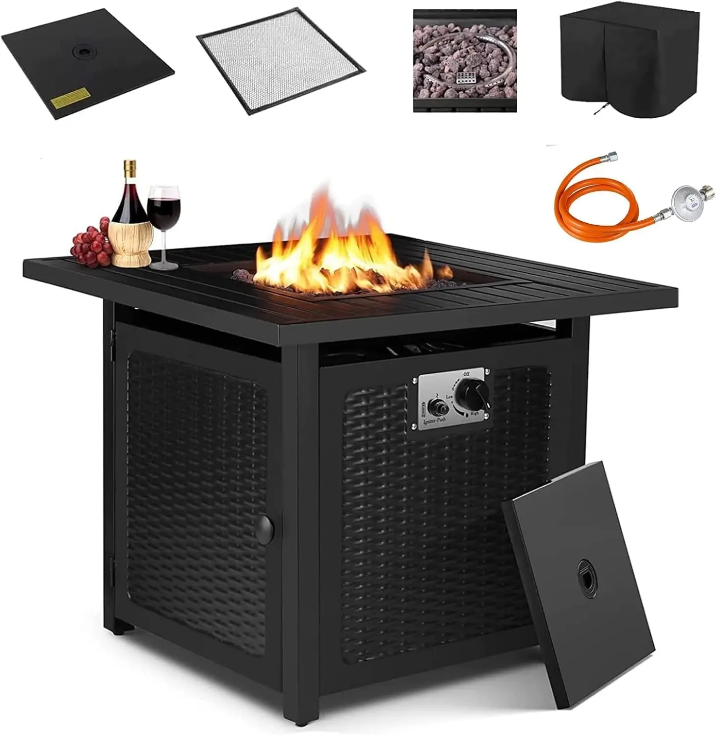 Modern Steel Gas Fire Pit-Indoor/Outdoor Natural Gas Fireplace