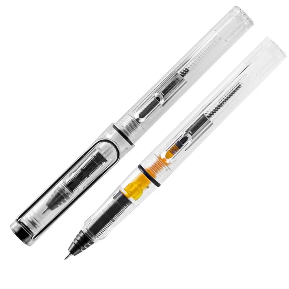 New Transparent Transparent Piston Fountain Pen Student Handwriting Water Pen Pen Style Neutral Pen Adult Office Zhengzi Pen