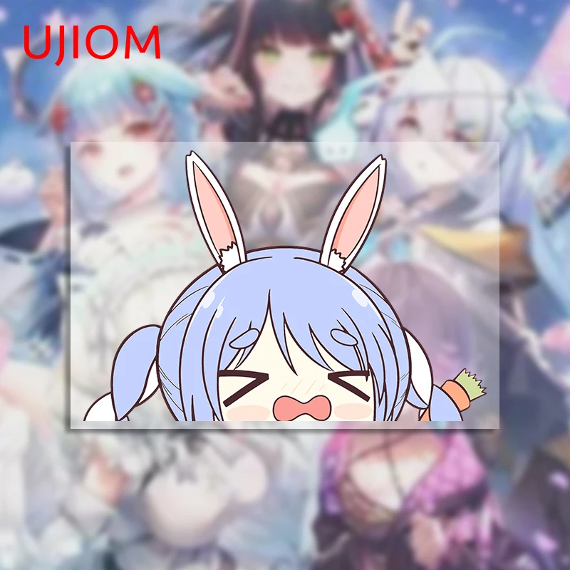 UJIOM Usada Pekora Pretty Peeker Girl Wall Sticker Rabbit Ears Enchanting Graphics Decal Vinyl Kitchen Cupboard Decoration