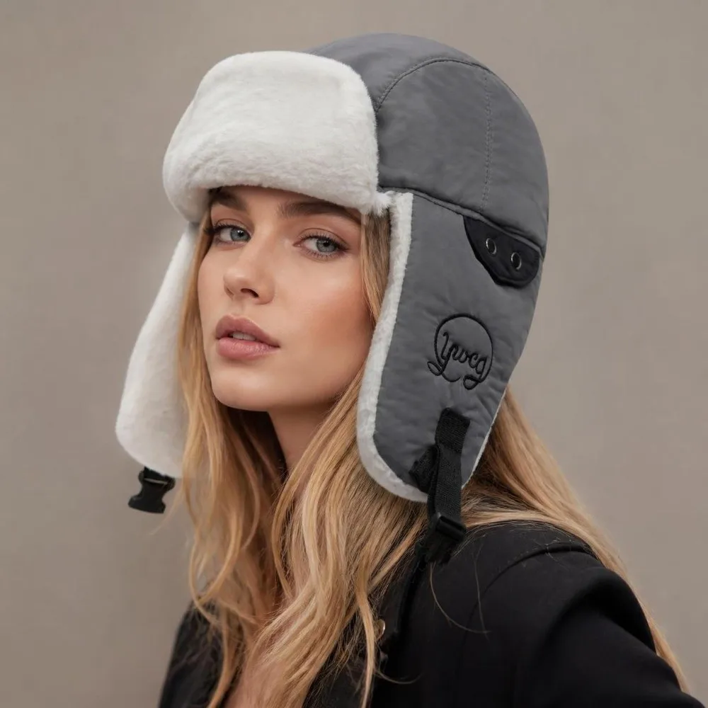 Cute Thickened Fleece Winter Fleece Cap Windproof Warm Lining Earflap Hat Cold Proof Ski Pilot Cap Women Men 2