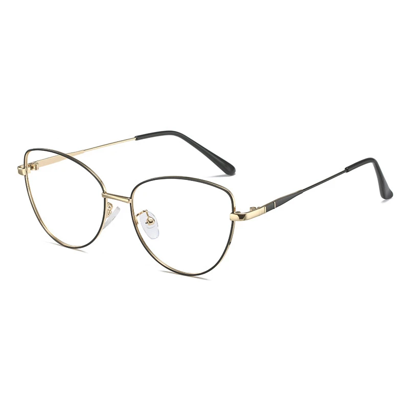 Photochrome Cat Eye-Brille, Retro-Metallrahmen, Anti-Blau-Brille, neutrale, ultraleichte Anti-Ermüdungsbrille, Computerbrille