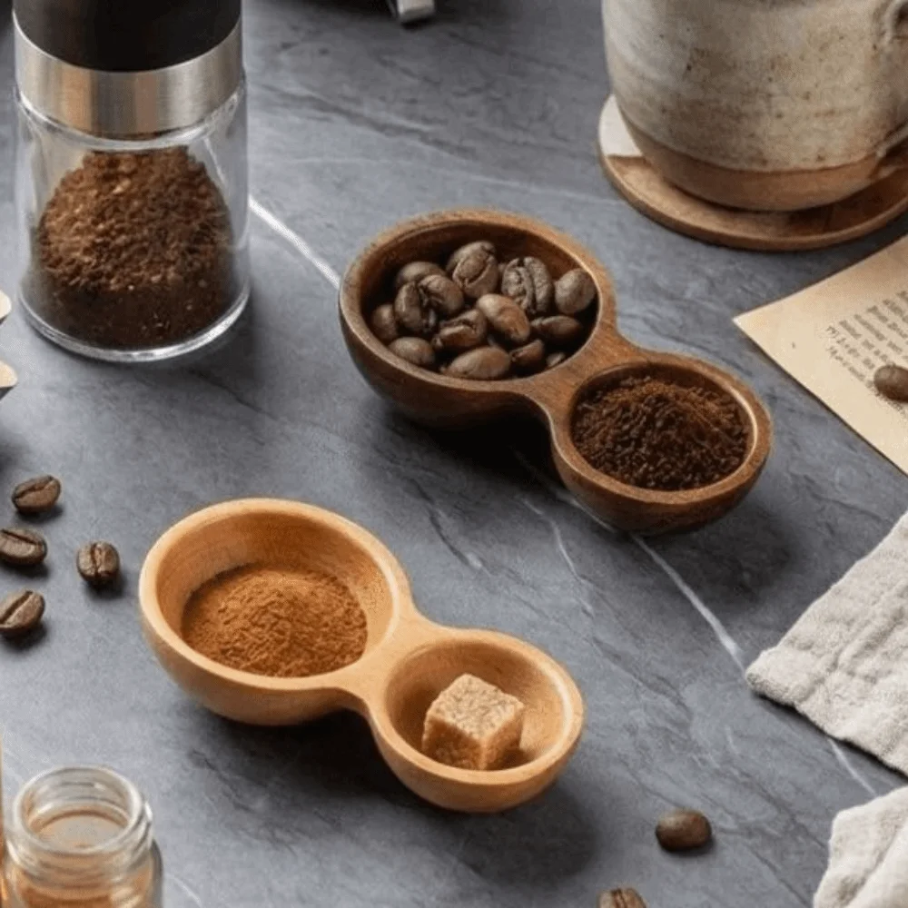 Dual-Headed Wooden Coffee Spoon Serving Cutlery Short Handle Powder Spoon Rust-proof Wear-resistant Measuring Spoon