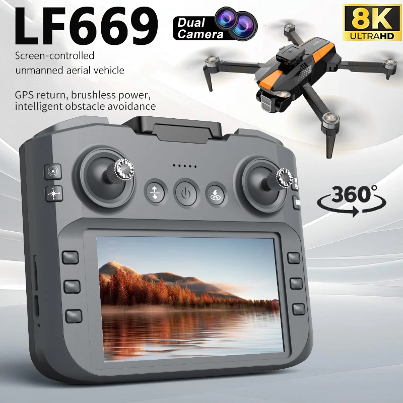 새 제품 LF669 드론 5G GPS 4.5인치 LCD 화면 원격 제어 8K HD 카메라 360 °   지능형 장애물 회피 RC 쿼드콥터 장난감 선물
