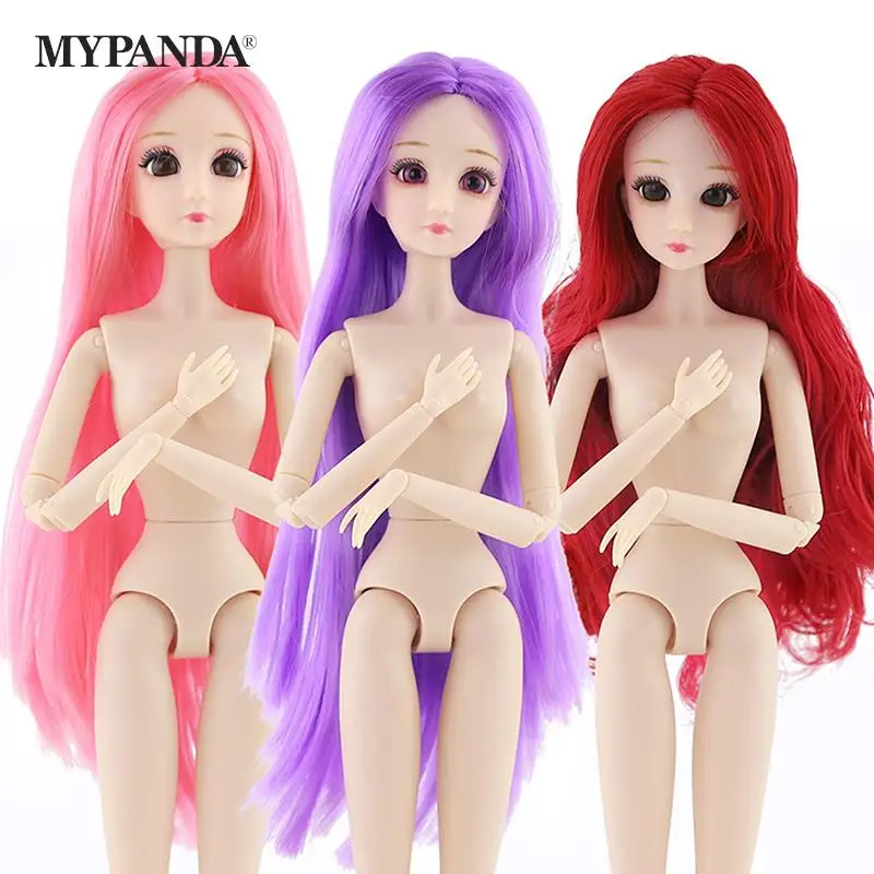 Doll 18 Movable Joints 30 cm 3D Eyes Plastic Doll Girl DIY Toy Multi-color Nude Body Fashion Gift