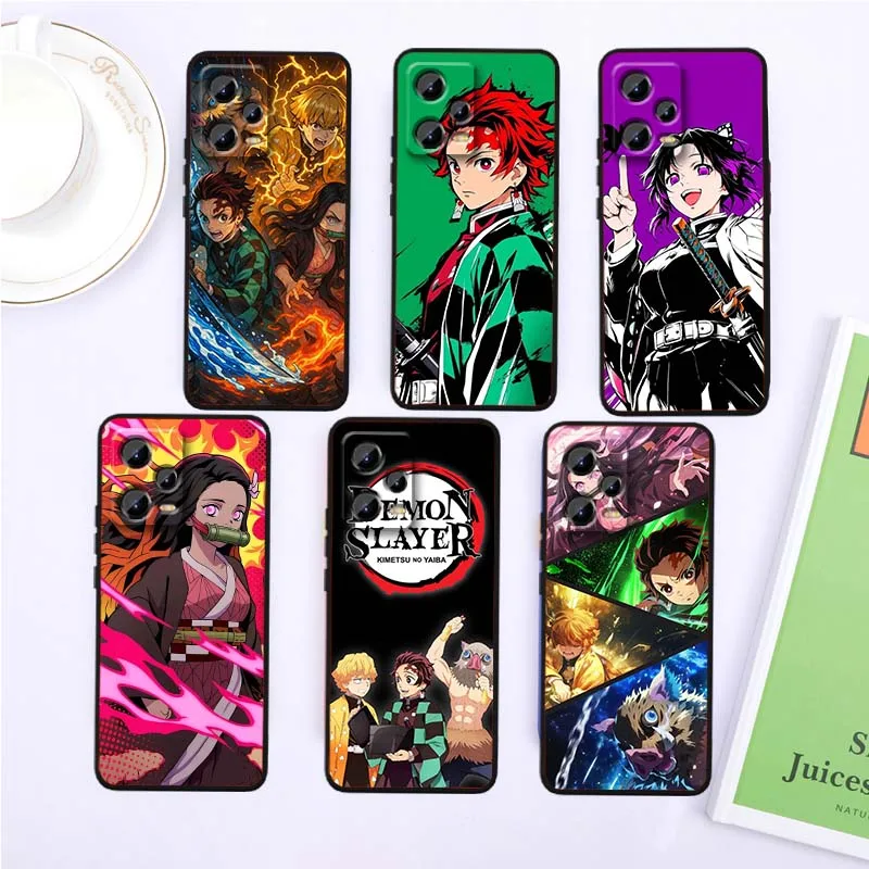 

D-Demons Slayers Anime Phone Case For Xiaomi Redmi Note 14 13 12 12S 11E 11 11S 11T Pro Plus 4G 5G Black Soft TPU Cover