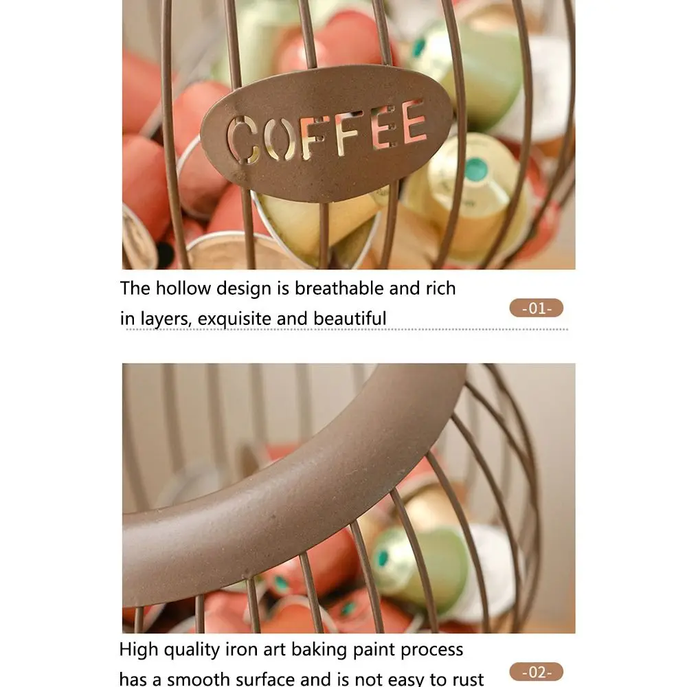 

Держатель для капсул для эспрессо большой емкости, водонепроницаемый железный контейнер для капсул для кофе, универсальный прочный органайзер для кофе, сливок, счетчик