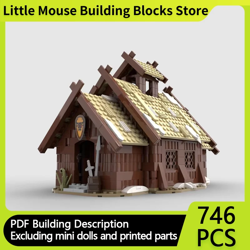 Street View Model MOC Bouwstenen Viking Longhouse Houten Huis Modulaire Technologie Geschenken Vakantie Monteer Kinderen Speelgoed Pak