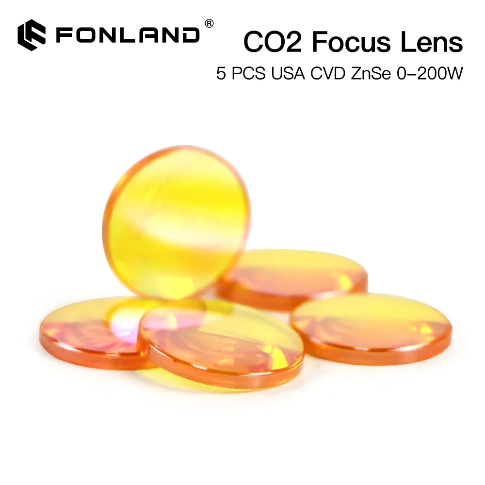 Fonland 5PCS Focus Lens USA CVD ZnSe DIA 20mm FL 38.1/50.8/63.5/76.2mm for 0-200W CO2 Laser Engraving Cutting Machine