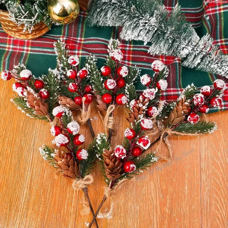 

10/5pcs Christmas Decorations Festive&Party Supplies 10pcs Christmas Artificial Pine Branch Berry Flower Bouquet Pick Xmas Decor