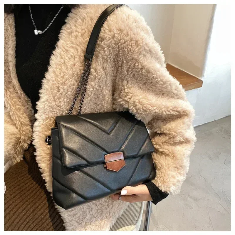 Luxe Handtassen 2020 Mode Vrouwen Lederen Messenger Schoudertas Voor Dagelijkse Designer Vrouwelijke Crossbody Tas Zwart Slot Handtas